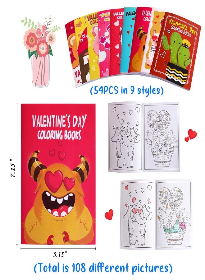 Eternity sky 54PCS Valentines Coloring Book for Kids-Valentine's Day Goodie Bag Stuffer Filler Gift School Classroom Activity Party Favors Supplies - Image 3